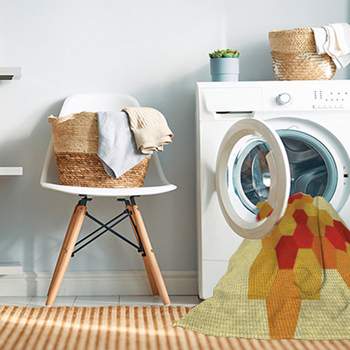 Machine Washable Transitional Orange Red Orange Rug in a Washing Machine, wshpat1492yw