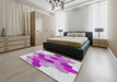 Machine Washable Transitional Periwinkle Pink Rug in a Bedroom, wshpat1492