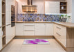 Machine Washable Transitional Periwinkle Pink Rug in a Kitchen, wshpat1492