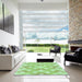 Machine Washable Transitional Green Rug in a Kitchen, wshpat1493grn