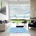 Square Patterned Blue Rug in a Living Room, pat1493lblu