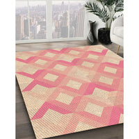 Patterned Deep Peach Orange Rug, pat1493org