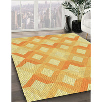 Patterned Chrome Gold Yellow Rug, pat1493yw