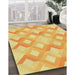 Patterned Chrome Gold Yellow Rug in Family Room, pat1493yw