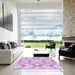 Square Machine Washable Transitional Orchid Purple Rug in a Living Room, wshpat1493