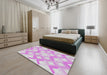 Machine Washable Transitional Orchid Purple Rug in a Bedroom, wshpat1493