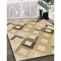 Patterned Khaki Gold Rug, pat1494brn