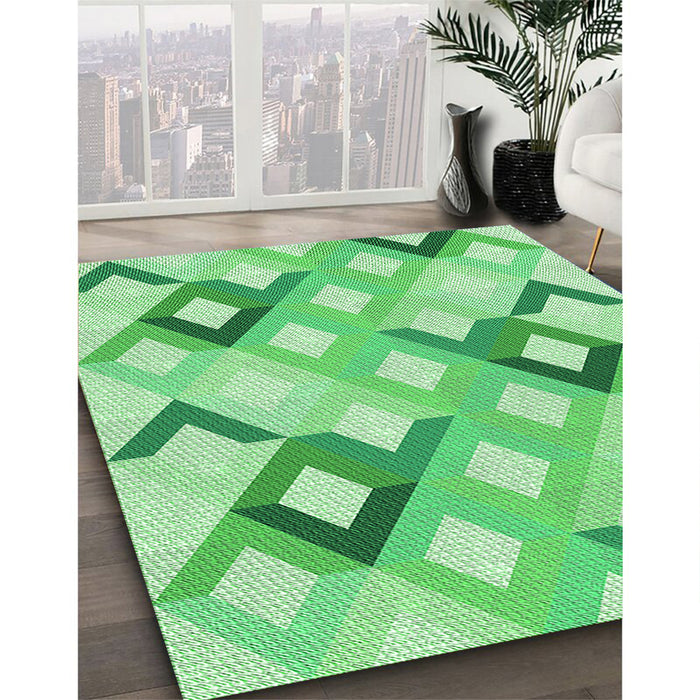 Patterned Jade Green Rug in Family Room, pat1494grn
