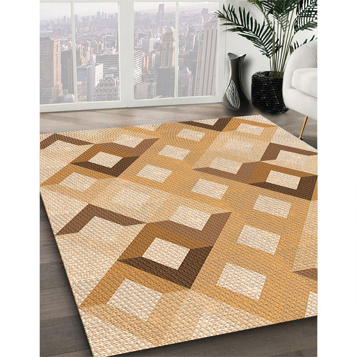 Patterned Orange Rug in Family Room, pat1494org