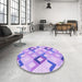 Round Patterned Blossom Pink Rug in a Office, pat1494pur