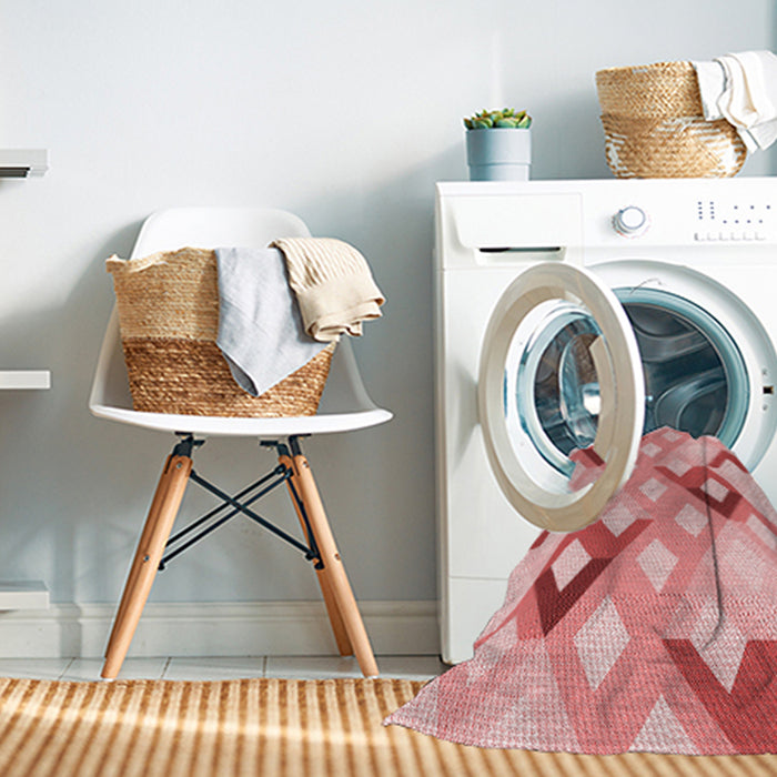 Machine Washable Transitional Red Rug in a Washing Machine, wshpat1494rd