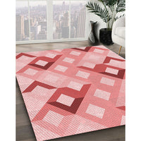 Patterned Red Rug, pat1494rd