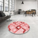 Round Patterned Red Rug in a Office, pat1494rd