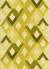 Machine Washable Transitional Bold Yellow Rug, wshpat1494yw