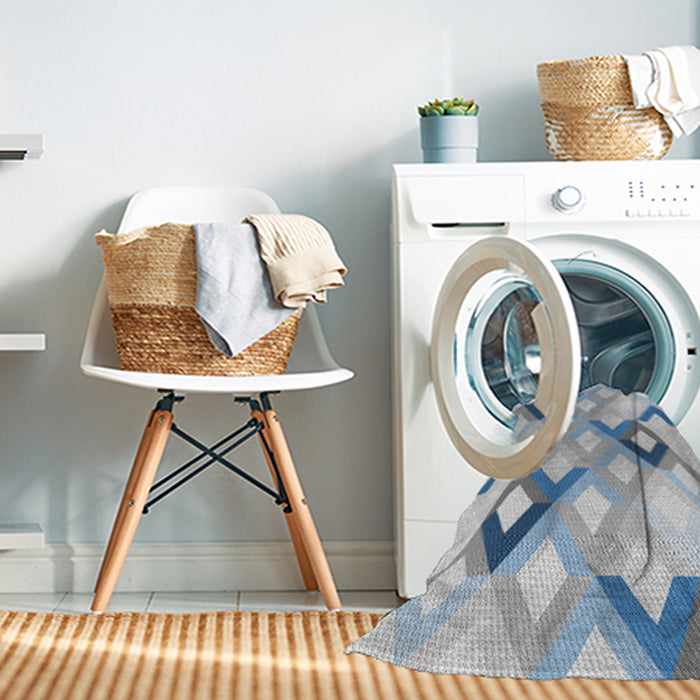 Machine Washable Transitional Slate Blue Grey Blue Rug in a Washing Machine, wshpat1494