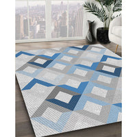 Patterned Slate Blue Grey Novelty Rug, pat1494