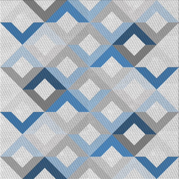 Square Patterned Slate Blue Grey Novelty Rug, pat1494