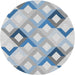 Sideview of Patterned Slate Blue Grey Novelty Rug, pat1494