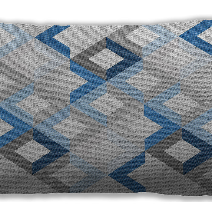 Patterned Rectangular Slate Blue Grey Blue Lumbar Throw Pillow, 13 inch by 19 inch, lbpat1494
