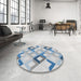 Round Patterned Slate Blue Grey Novelty Rug in a Office, pat1494