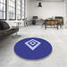 Round Patterned Cobalt Blue Rug in a Office, pat1495blu