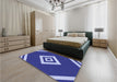 Patterned Cobalt Blue Rug in a Bedroom, pat1495blu