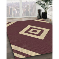 Patterned Orange Salmon Pink Rug, pat1495brn