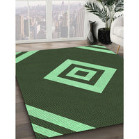 Patterned Dark Forest Green Rug, pat1495grn