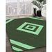 Patterned Dark Forest Green Rug in Family Room, pat1495grn