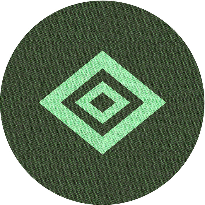 Square Machine Washable Transitional Dark Forest Green Rug in a Living Room, wshpat1495grn