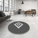 Round Patterned Gunmetal Gray Rug in a Office, pat1495gry