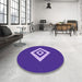 Round Patterned Purple Rug in a Office, pat1495pur