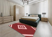 Patterned Red Rug in a Bedroom, pat1495rd