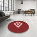 Round Patterned Red Rug in a Office, pat1495rd