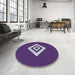 Round Patterned Indigo Purple Novelty Rug in a Office, pat1495