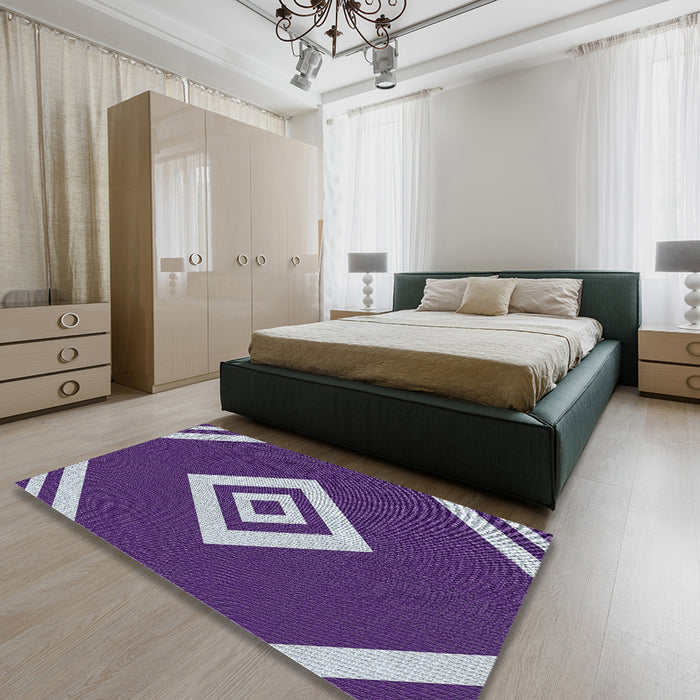 Machine Washable Transitional Indigo Purple Rug in a Bedroom, wshpat1495