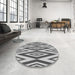 Round Patterned Platinum Silver Gray Rug in a Office, pat1496gry