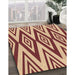 Patterned Red Rug in Family Room, pat1496org