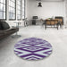 Round Machine Washable Transitional Gulf Blue Rug in a Office, wshpat1496