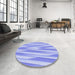 Round Patterned Light Slate Blue Rug in a Office, pat1497blu