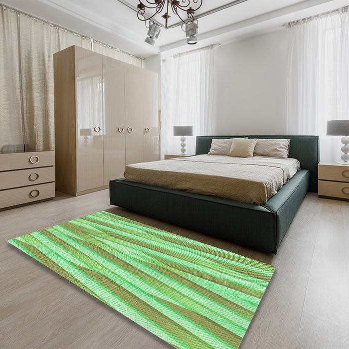 Patterned Jade Green Rug in a Bedroom, pat1497grn