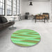 Round Patterned Jade Green Rug in a Office, pat1497grn