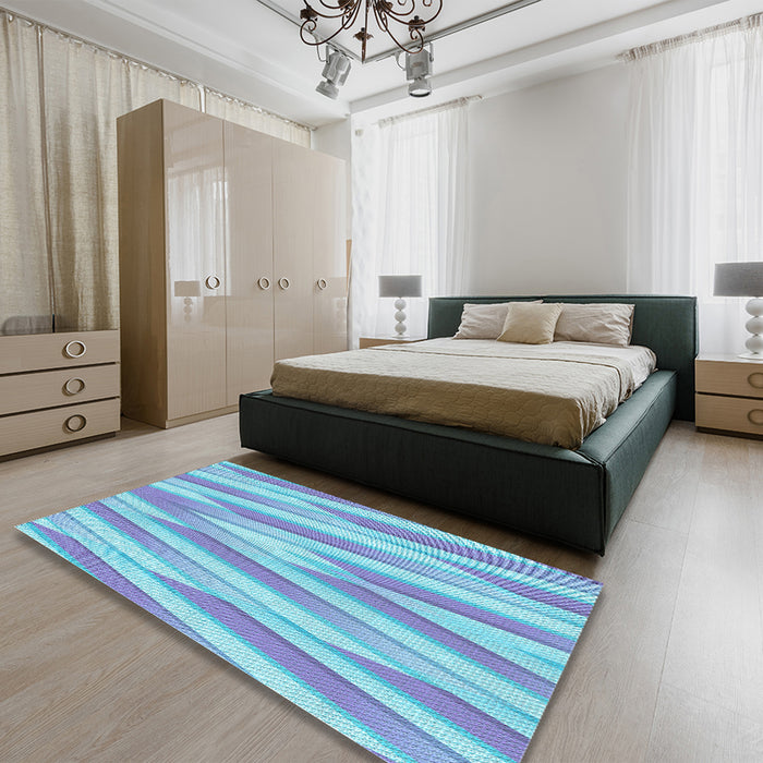 Patterned Blue Rug in a Bedroom, pat1497lblu