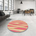 Round Patterned Orange Rug in a Office, pat1497org