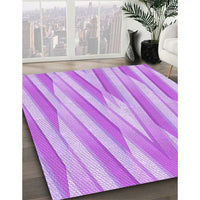 Patterned Bright Neon Pink Purple Rug, pat1497pur