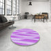 Round Patterned Bright Neon Pink Purple Rug in a Office, pat1497pur