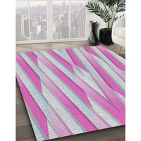 Patterned Pastel Light Blue Novelty Rug, pat1497