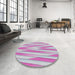 Round Patterned Pastel Light Blue Novelty Rug in a Office, pat1497