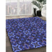 Patterned Blue Rug in Family Room, pat1498blu