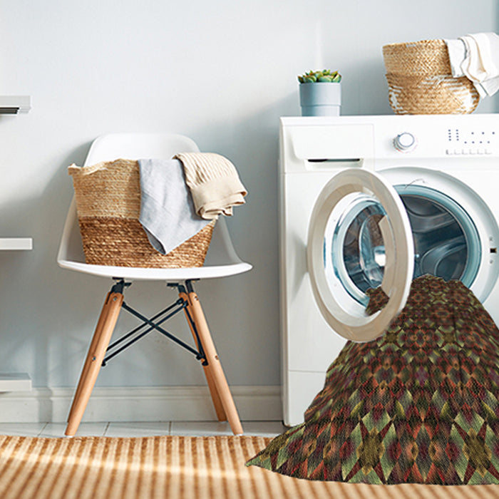 Machine Washable Transitional Night Red Rug in a Washing Machine, wshpat1498brn